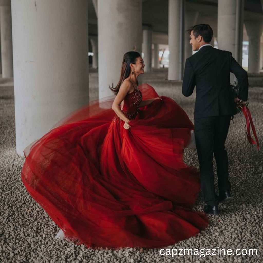 Red Dress Captions for Weddings